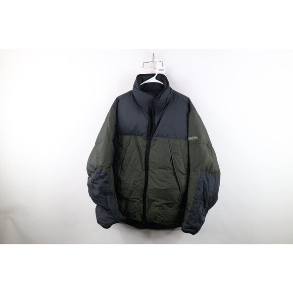 Vtg 90s Nautica Competition Mens Large Spell Out Color Block Down Puffer Jacket - Picture 1 of 16